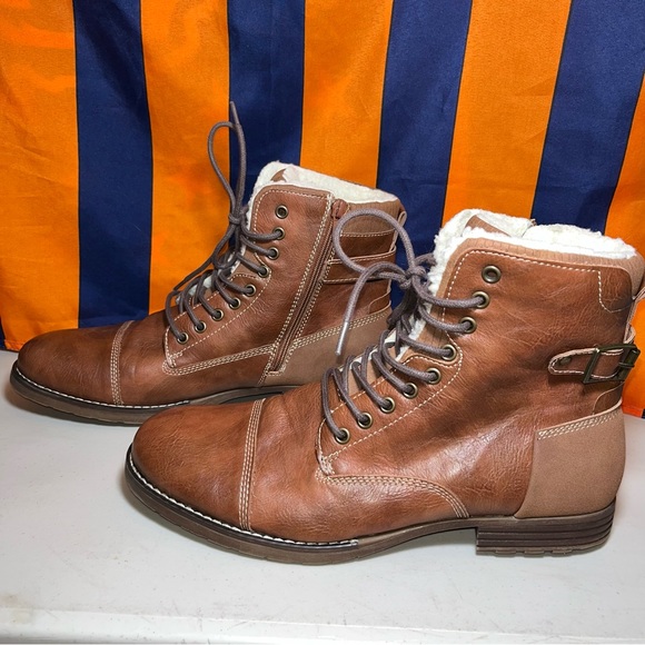 Dexter Brown Boots Men size 11.5 Cognac Fleece-Lined Liam Cap Toe 171852 faux - Picture 9 of 9